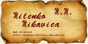 Milenko Mikavica vizit kartica